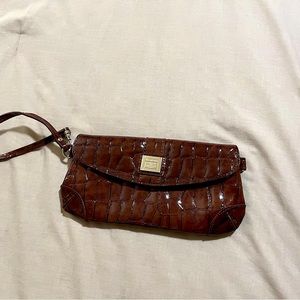 Liz Claiborne brown clutch - NEW - never used